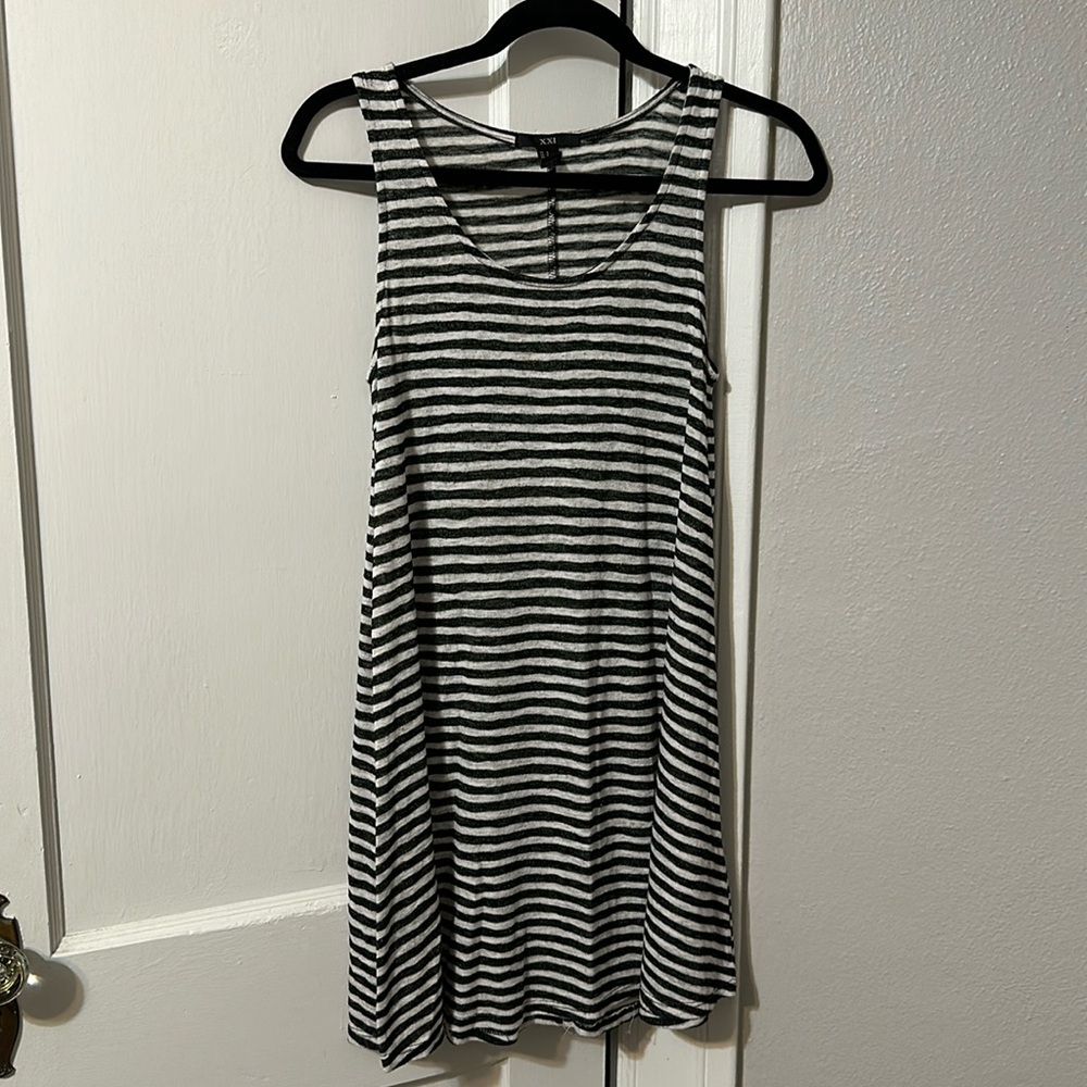 F21 B&W striped Tank top mini dress